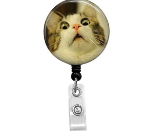 Retractable Badge Reel - Cat ID Badge - Badge Reels - Funny Cat Badge Reel - Funny Badge Reel