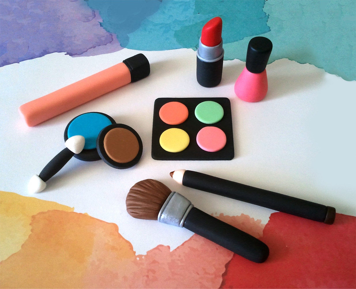 Set of 9 Fondant Makeup Cake Toppers Cosmetics Cake Toppers