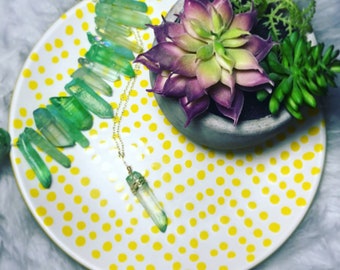 Granny Smith Green Crystal Aura Quartz Necklace