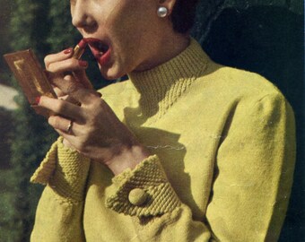 Knitting Pattern from Vintage Mon Tricot magazine: 1950's Parisian Sweater-