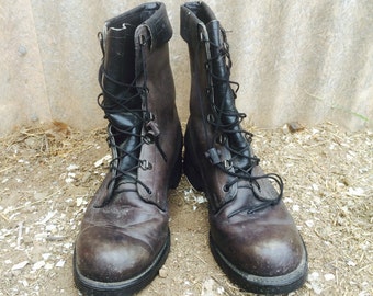 VTG Military COMBAT Lace Up Grunge Punk Boots Leather Mens 9.5