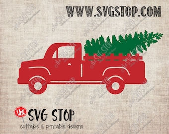 Red Truck Christmas Tree Vintage SVG files for Cricut, Silhouette, Vinyl Cutters and Screen Printing
