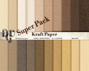 Kraft paper textures Cardboard digital paper pack Scrapbooking Paper digital background printable paper Kraft Instant Download 137