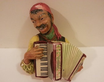 Bossons England 1969 Man with Accordion Wall Hanging