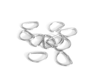 10 loops for bag in silver 15 mm