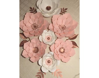 7pc Blush Pink and White Giant Paper Flower Backdrop