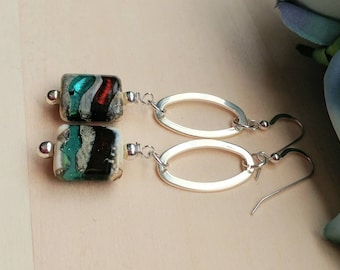 Artisan Lampwork and Silver Accent Earrings