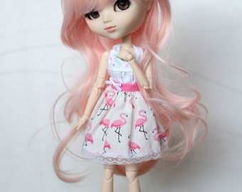 Pink flamingos - Pullip/Blythe skirt