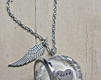 Pet loss Necklace, Lock of Hair Necklace, Pet memorial gift, Loss of a Pet, Memorial Jewelry, Glass Floating Locket Fur Ashes Dog Keepsake