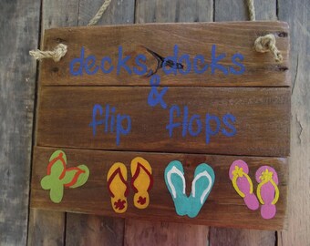 Flip flop sign | Hand-painted flip flop beach sign | Sandals sign | Flip flop deck sign | Beach house decor | Flip flop decor