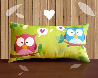 Decorative Pillow -RainbOWL- Green/Pink