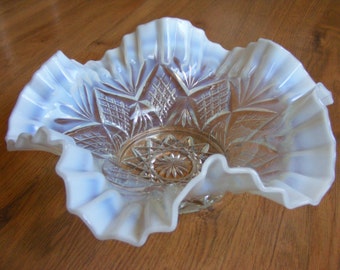 Vintage Ruffled Glass Bowl