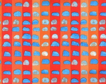 ART FABRIC - Laura Gunn, Valencia, Michael Miller, orange, blue, half inch print, geometric