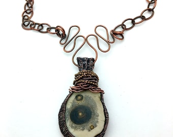 Rare Alaskan Coral with Copper Wire Art - Handmade in the USA