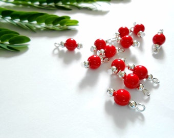 Bright Red Opaque Dangle Beads