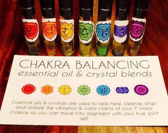 CHAKRA BALANCING Vial OIL Sets | Essential Oils | Crystal Infused | Chakra Oils | Made on Full Moon and New Moons