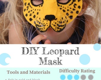 Leopard Mask PATTERN. Kids Animal Mask Sewing Pattern. DIY Party Mask.