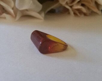 Vintage Lucite Ring 6-61/2 Domed Tortoise RIng 1970s