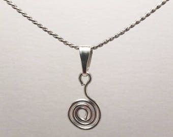 Silver chain with spiral pendant necklace
