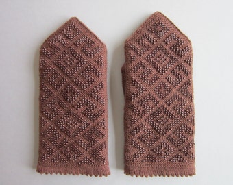 Hand Knit Wool Mittens Brown Wool Mittens Fingerless Mittens Knitted Mittens Hand Knit Mittens for Women Winter Mittens