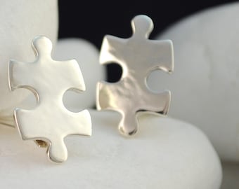 Puzzle Sterling Silver Clip-On Earrings