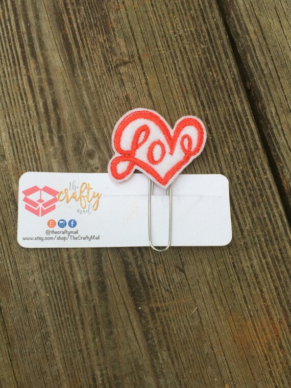 Love Heart Clip/Planner Clip/Bookmark. Valentine's planner clips