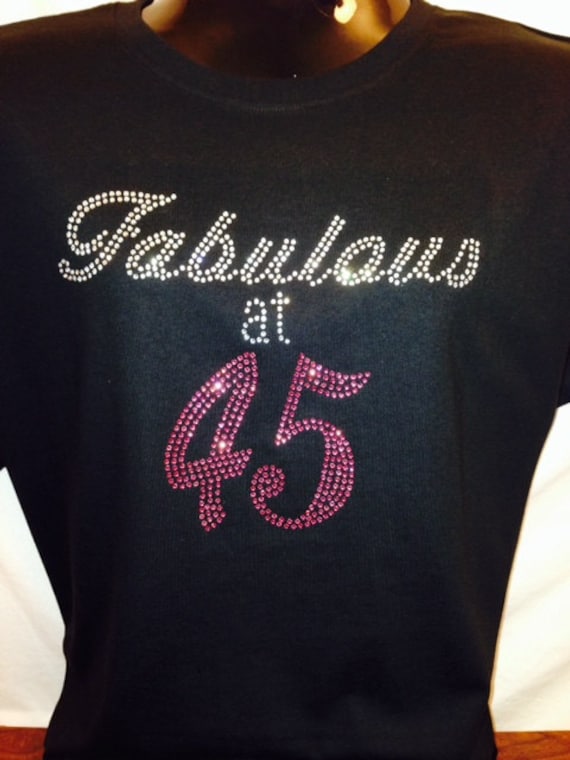 your emoji customize 45 at Bling Rhinestone shirt/Birthday Fabulous T