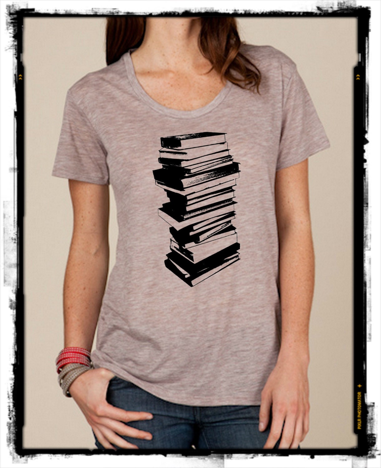 Stack of Books Reading boho slouchy t shirt Alternative