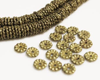 18 African Brass Beads 12 mm, Tribal Beads, African Trade Beads, Spacer Beads (AH155)