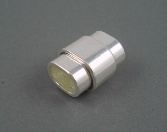 Magnetic Clasp, One Set 7MM x 10MM Brass Clasp for Licorice Leather or Cord, Silver Finish End Caps (BM181511S)