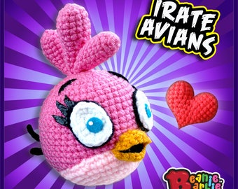 Pink "Irate Avian" crochet stuffed plush