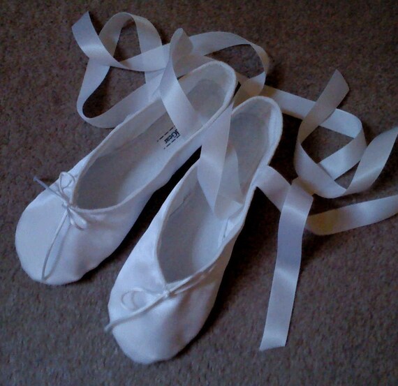 white satin ballet slippers