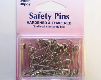 34mm x 30 Hemline safety pins - 000955