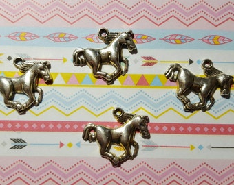 Flatback, Metal, Running Horse Charms-Set of 4