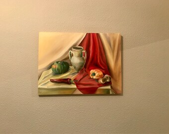 Oil still life one of a kind painting on canvas