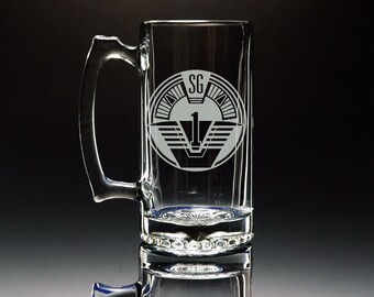 SG1 - Stargate - Logo - Etched 26.5 Ounce Beer Mug
