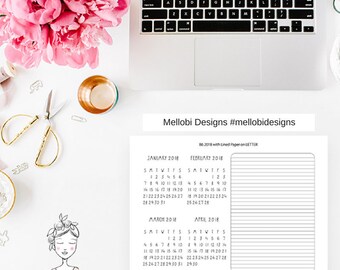 B6 | 2018 Calendar with Lined Paper