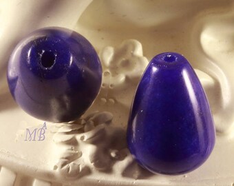 Blue indigo14x10mm x 4 jade drop beads