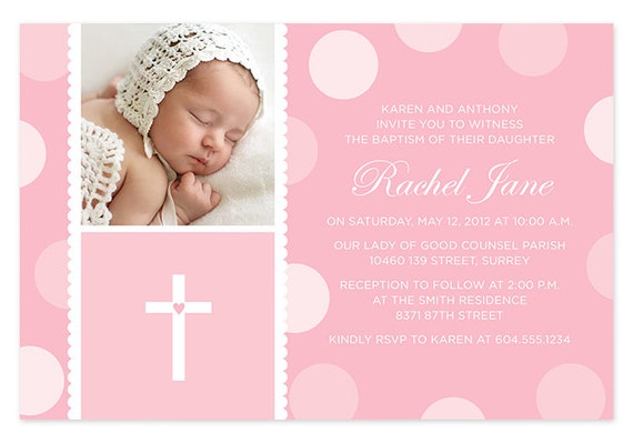 Items similar to Baby Girl Baptism / Christening Invitation with Photo ...