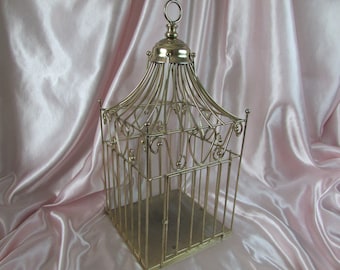 Decorative Bird Cage,, VINTAGE Gold Wire Victorian Style ,, VTG Metal Brass House Cage,, French Home Decor