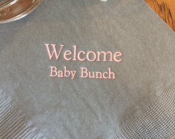 50 Personalized Napkins Personalized Napkins Baby Shower Personalized Cocktail Beverage Paper Party Monogram Custom Luncheon Avail!