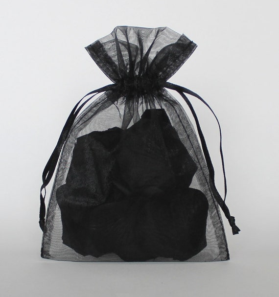 Organza Gift Bags Black Sheer Favor Bags with Drawstring for