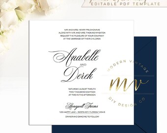 square wedding invitation template