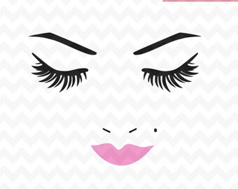 Woman face svg, Eyelashes Svg file, Eyebrows SVG Instant Download Woman Eyelashes SVG and PNG file, Makeup svg