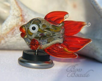 Flaming Fish - lampwork focal bead
