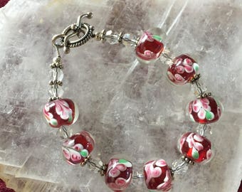 Red Lampwork Bead Bracelet