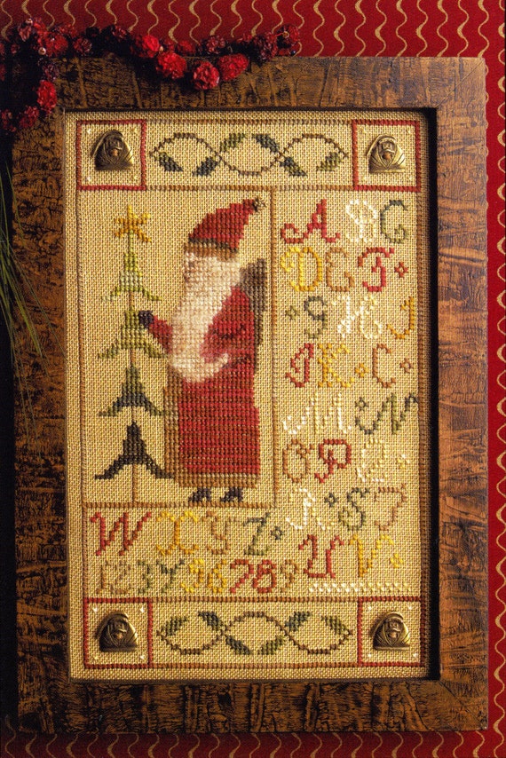 Santa Button Sampler Cross Stitch Pattern