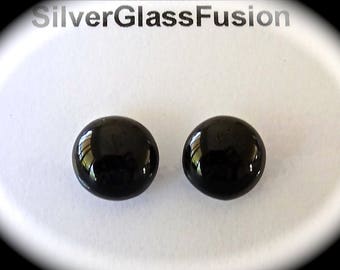 Shiny black glass earrings