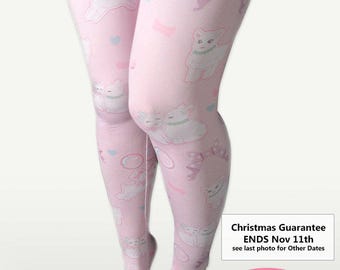 Kawaii Fairy Kei Lolita Tights Stockings Pastel Lamb Danilamb Sheep Bows Bubbles Hearts Cute Lamb Size XS Through 3XL *Made 2 Order*