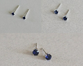 Sapphire Stud Earrings, Sapphire Studs, Small Studs, Small Stud Earrings, September Birthstone Studs, Blue Stud Earrings, Something Blue